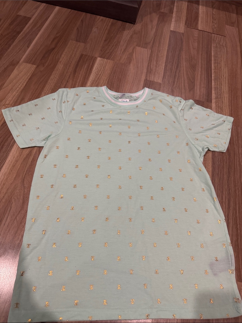 Men's Mint Green Short-Sleeve Shirt with Metallic Dot Print